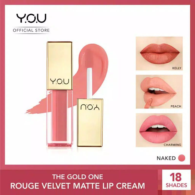 Kosmetik You The Gold One Rouge Velvet Matte Lip Cream (Quick Dry | Lipcream lipstick lipstik