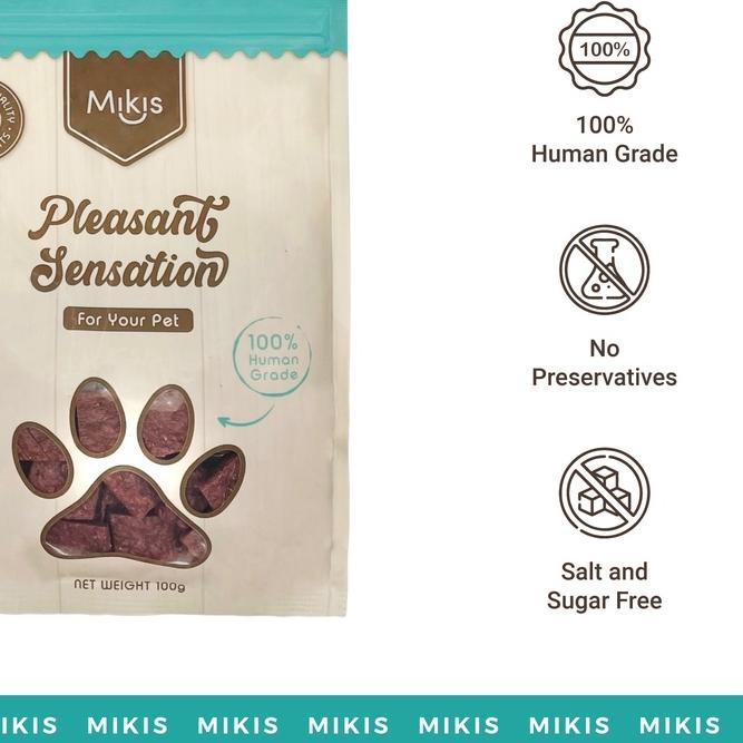 Mikis Snack Cemilan Anjing, Dog Treats, 100g Dog Snack Mikis-Beef Diced , Human Grade