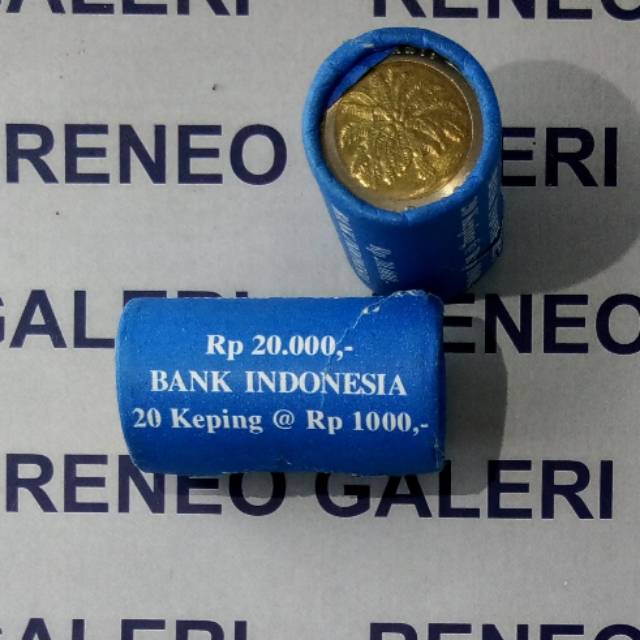 1 Roll koin Rp 1000 Rupiah Kelapa sawit isi 20 keping tahun 1996,2000 uang kuno rol