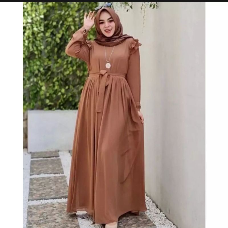 GAMIS RUFFLE POLOS TERBARU /GAMIS BUSUI TALI SAMPING KEKINIAN 2022