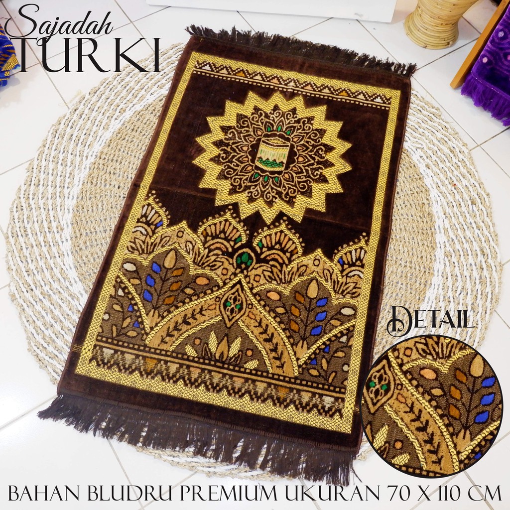 Sajadah Turkey Bludru Premium &amp; sajadah souvenir ukuran 110x70 cm