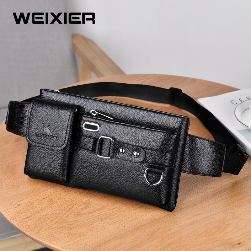 WEIXIER 8117 Tas Selempang Pria Kulit Waistbag Anti Air WK-SBY