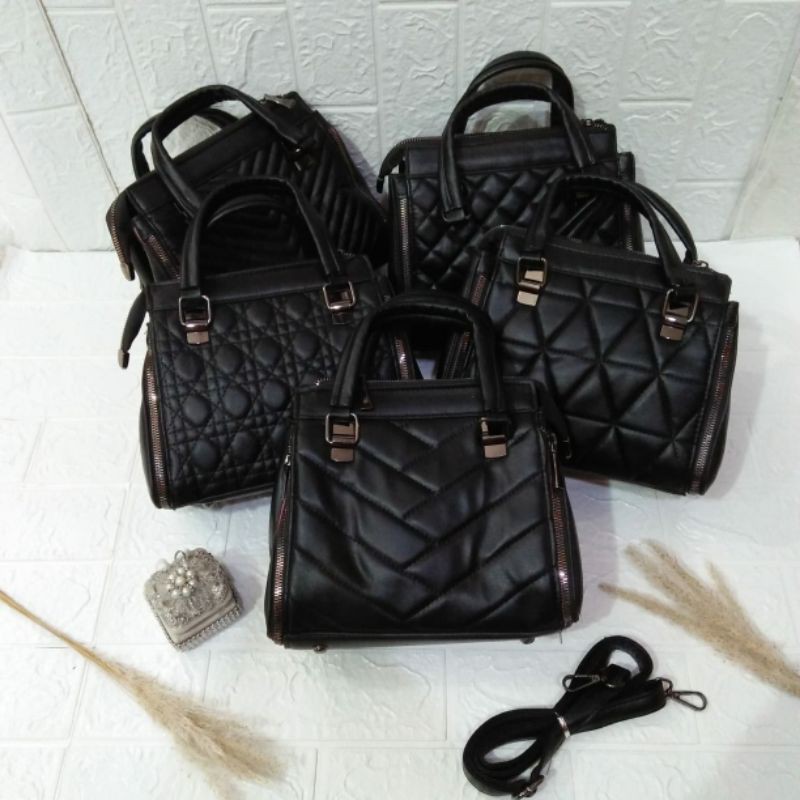 Handbag Wanita Import Kode 8867-1# Tas Pesta warna Hitam ada tali panjang