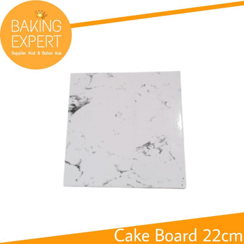 

Cake Board marble white 22cm Alas tatakan Kue marbel putih persegi 22cm