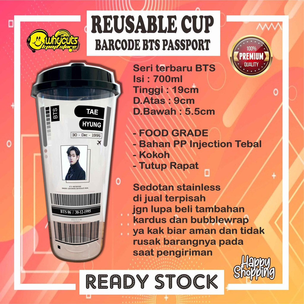 [ MHN BACA DESKRIPSI PRODUK ] Reusable Cup BTS VERSI PASSPORT WINTER (READY STOK)