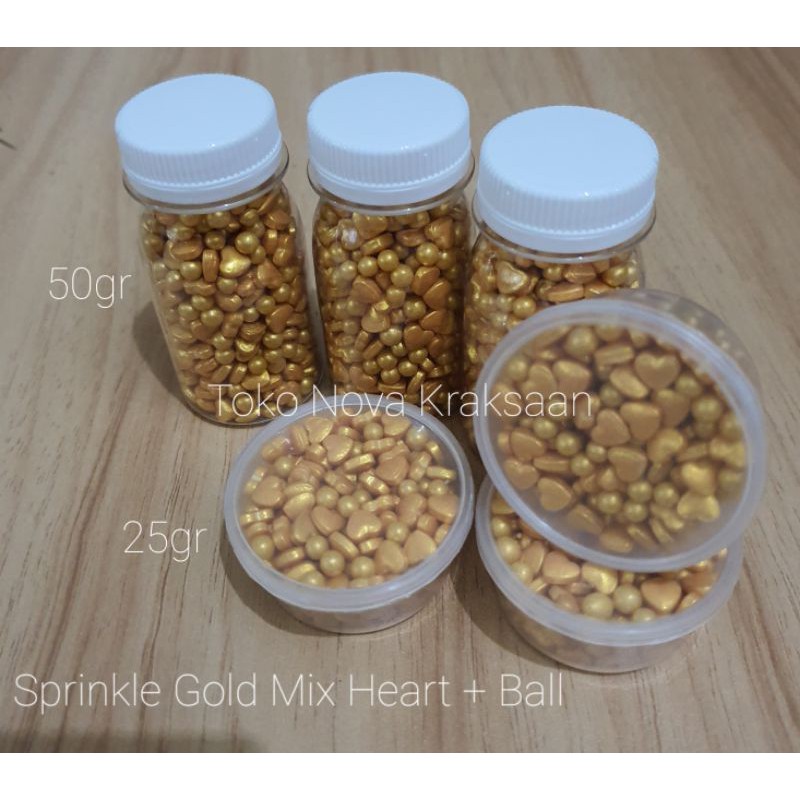 

sprinkle gold mix heart - ball 50gr repack botol