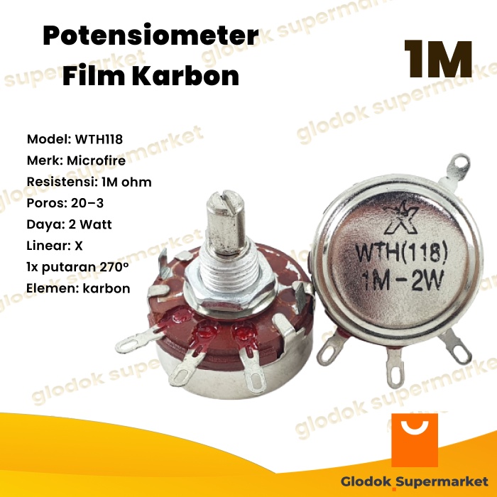 Potensio Meter WTH118 1M 2w Microfire WTH-118 2 Watt