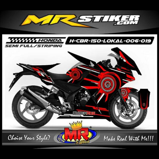 Decal Premium CBR150 R lokal 45k hitam merah Stiker Sticker CBR 150 R k45 mantap 02 apec A