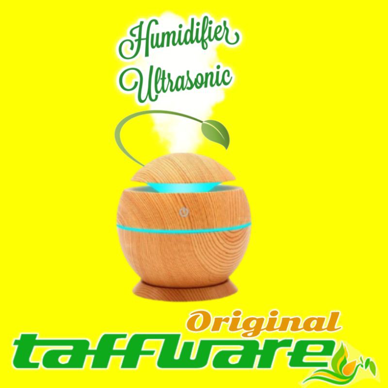 Air Humidifier Diffuser Aromatherapy Aromaterapi Disfuser Taffware Pelembab Pewangi Ruangan 130ml-Coklat Muda No Oil
