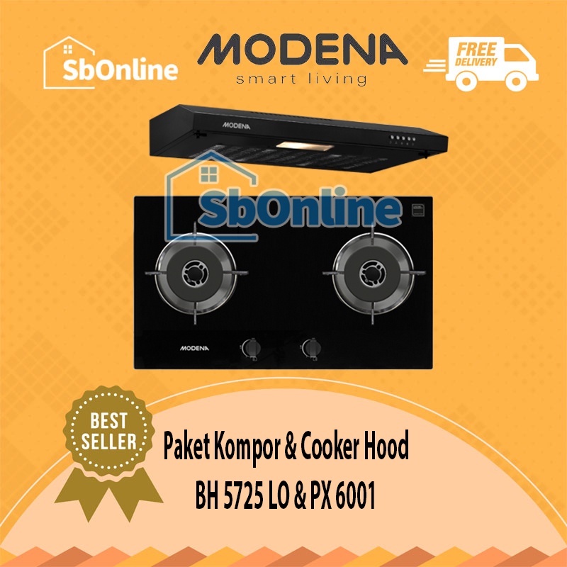 MODENA Paket Kompor dan Cooker Hood - BH 5725 LO &amp; PX 6001