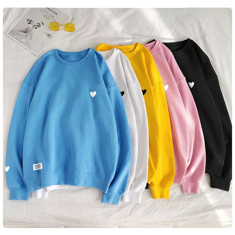 Parisdivarious Sweater Hoodie Sweatshirt Crewneck Love Kecil Bahan Fleece Size S - XXL (Pria &amp; Wanita)