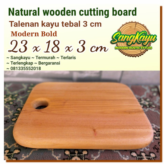 Talenan kayu bold cutting board 23x18x3 properti foto chopping board