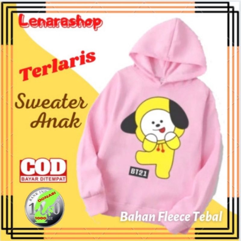 Sweater Hoodie Anak Perempuan Chimmy BTS BT21 Jaket Switer Baju Anak Cewe Murah Terbaru