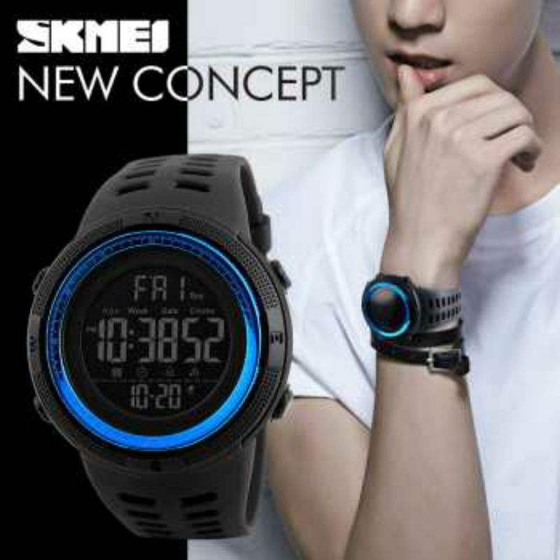 Jam Tangan Pria Digital Watch Stylish Cowok Waterproof Original Hitam SKMEI