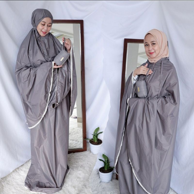 MUKENA TRAVELING MINI 2in1 Kecil dan Ringan - Parasut Resleting - GYFDA.LIFE #SegenggamTangan - ABU