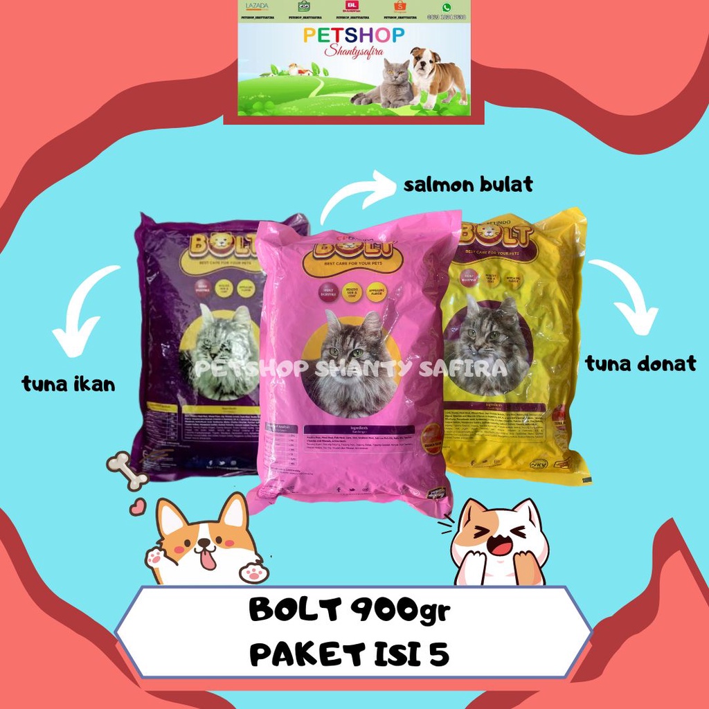 MAKANAN KUCING PAKET ISI 5 BOLT IKAN / BOLT DONAT