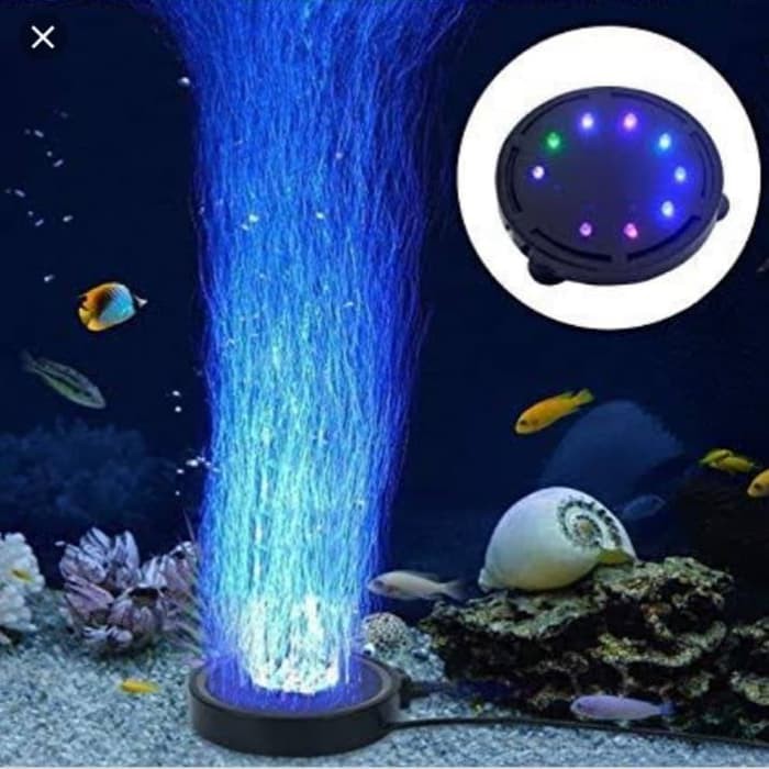 Gelembung Air Aquarium Bulat Dilengkapi Lampu LED AA-Q/Air Stone+LED