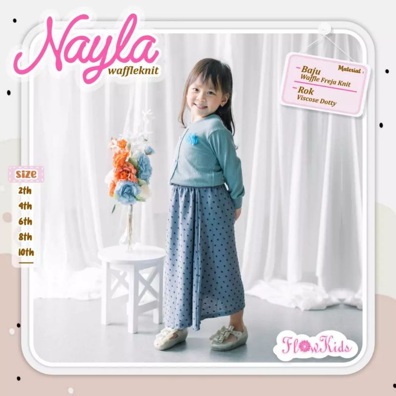 nayla set rok waffleknit by flowkids usia 2-10tahun | setelan anak perempuan