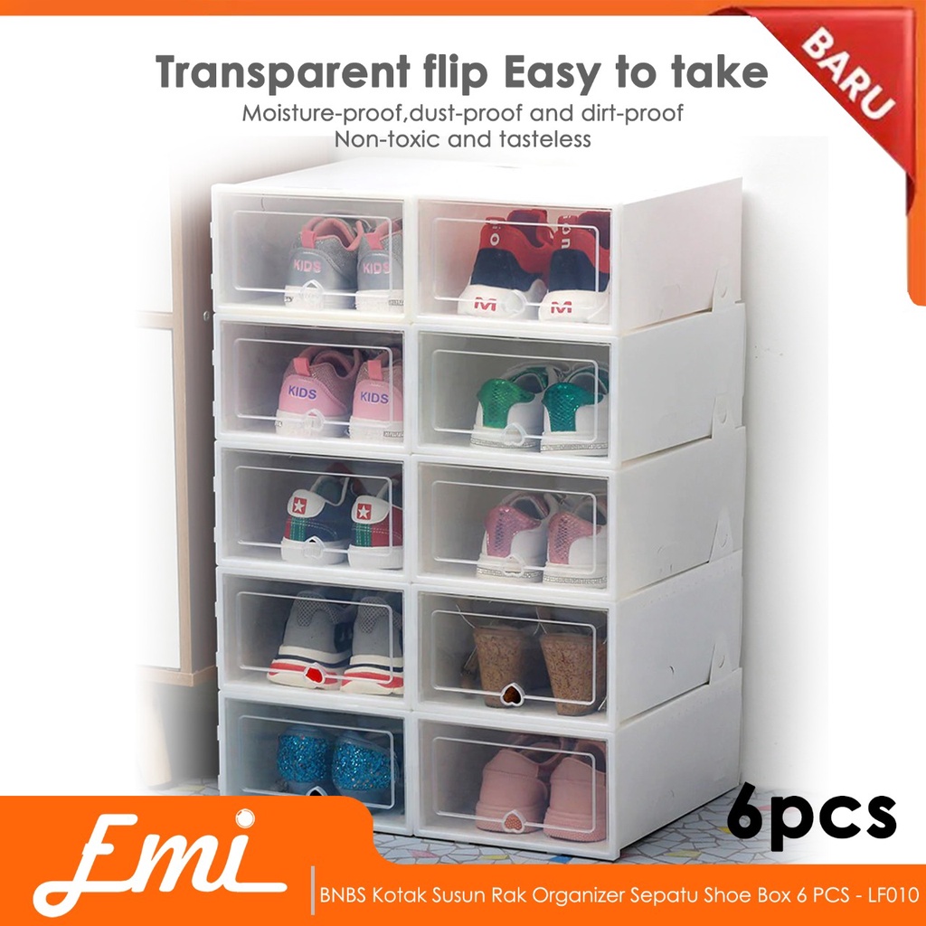BNBS Kotak Susun Rak Organizer Sepatu Shoes Box 6 PCS - LF010