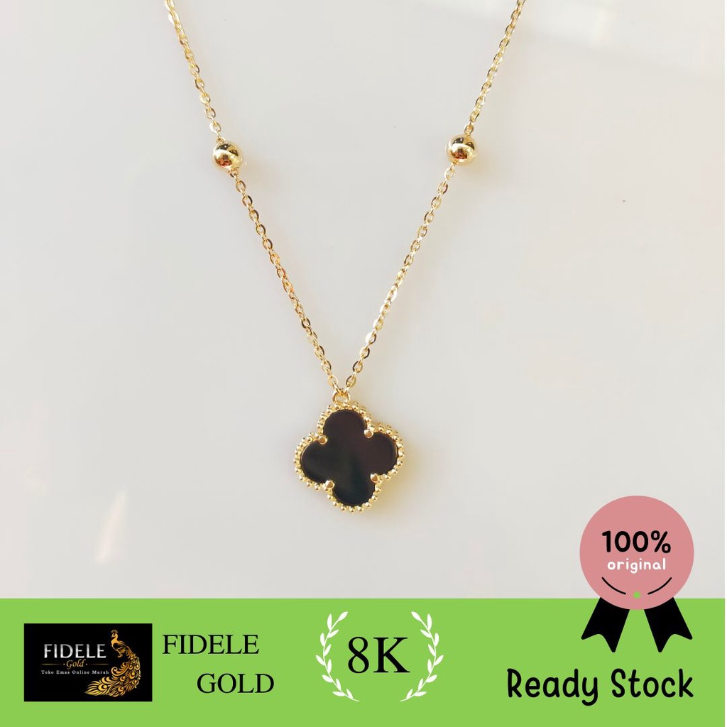 Kalung Bunga Vancleef Army 2in1 Kalung Emas Asli Kadar Muda 375