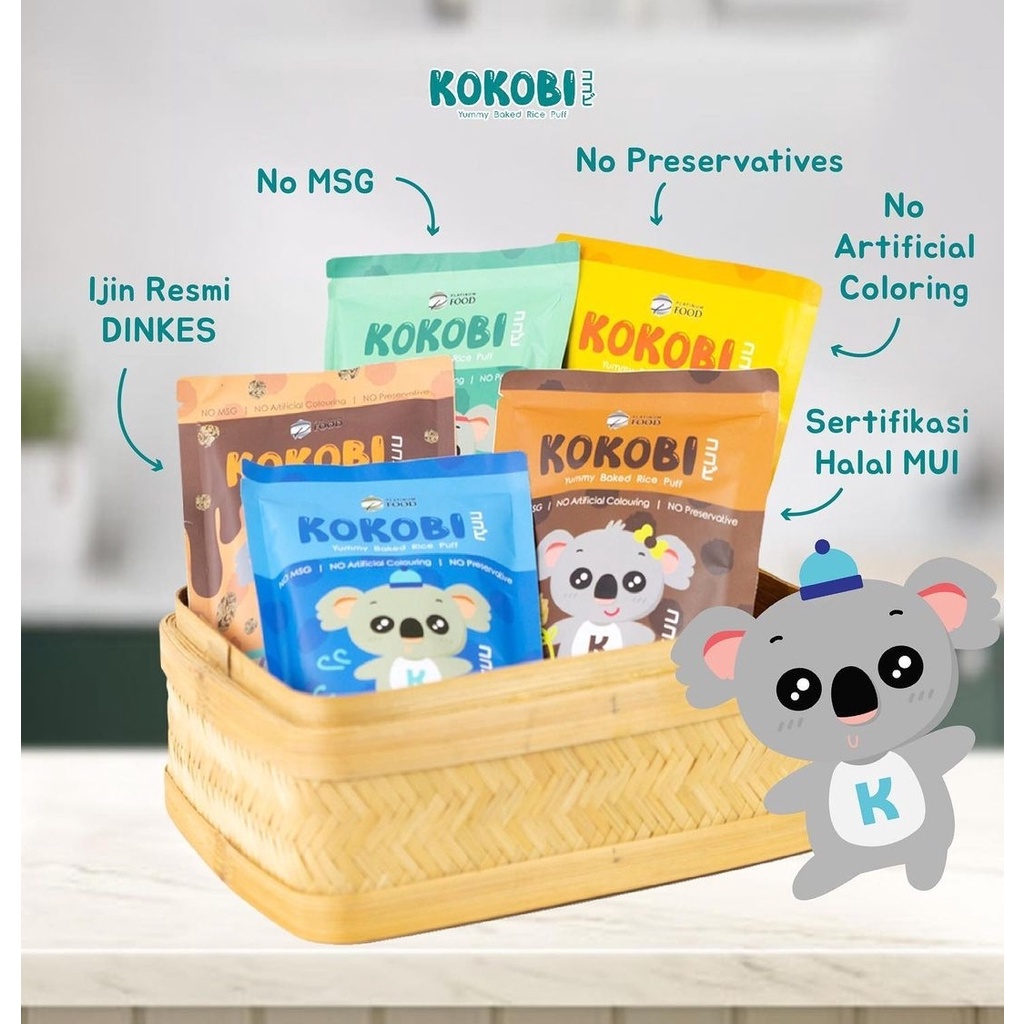 ABE FOOD Kokobi Rice Puff 80g - Snack Beras Bayi Anak - Yummy Baked Rice Puff