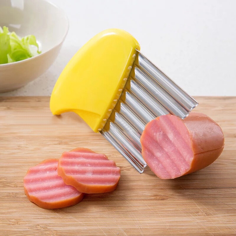Stainless Steel French Fries Slice Cutter / Wave shape Potatoes Slicer Knife Chopper / Serrated Blade cutter