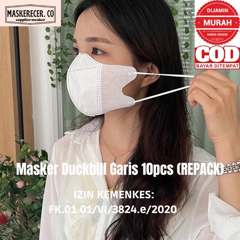 Masker Duckbill ALKINDO Garis 3ply REPACK 10pcs Masker Korea Masker KF94 Masker KN95 Masker Medis