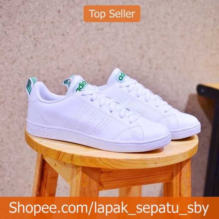 Sepatu Adidas Original Neo Advantage White List Green - Putih 39