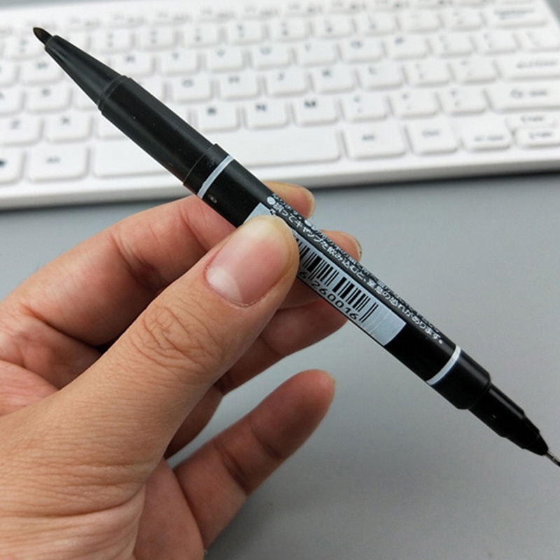 Pen Twin Marker Tinta Hitam 0.6 / 1.2 mm