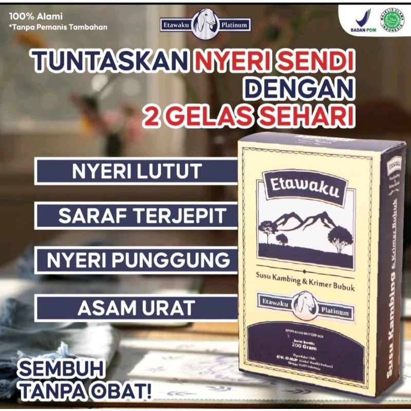 

Etawaku Platinum 200gr | Susu Kambing Etawa Asli Provit Krimer Tinggi Kalsium atasi Sesak Nafas Nyeri Tulang Sendi