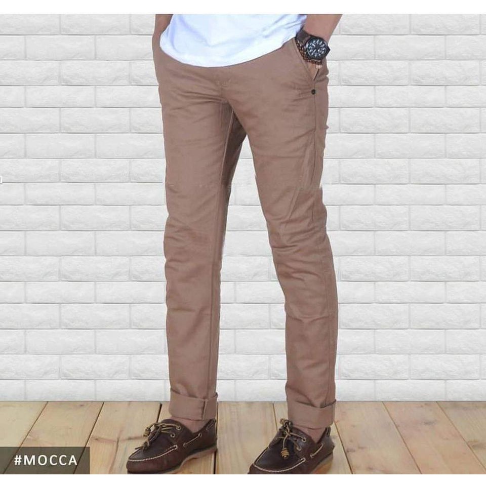 CELANA PRIA CHINO Slim fit Panjang Kerja kantor Santai Liburan Cowok Gentleman Boy Skinnyhtytth