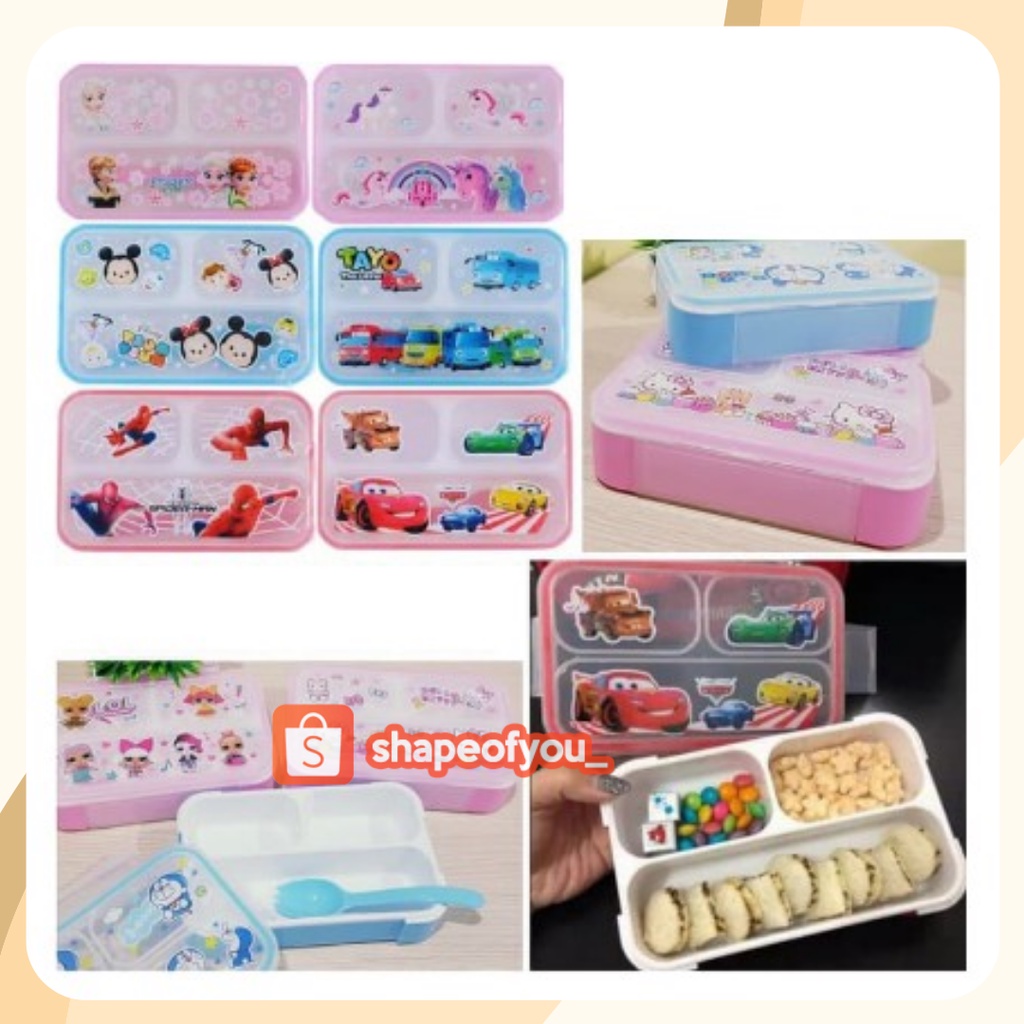 Tempat Kotak Bekal Makan Anak TK SD Karakter Anti Tumpah Lunch Box