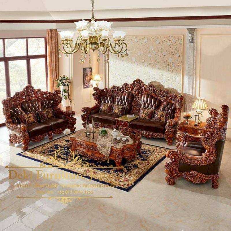 KURSI JATI JEPARA RUANG TAMU KURSI JATI MEWAH SOFA JATI JEPARA MEWAH CLASSIC KURSI SOFA JATI JEPARA