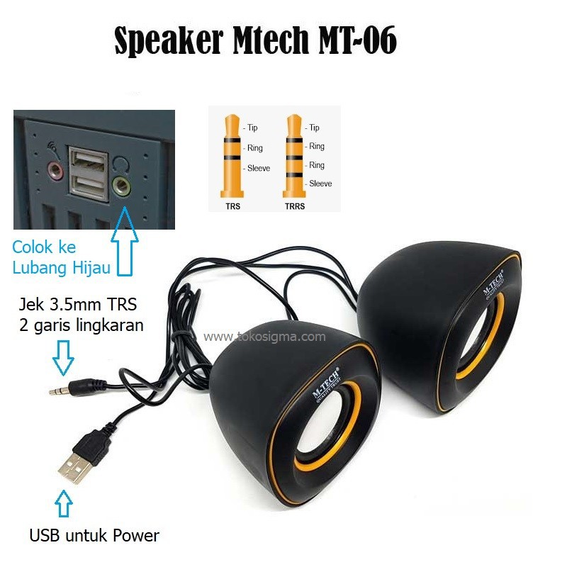 SPEAKER M-TECH MT-06 BUNDAR USB POWER JEK 3.5mm TRS STEREO VOL CTRL