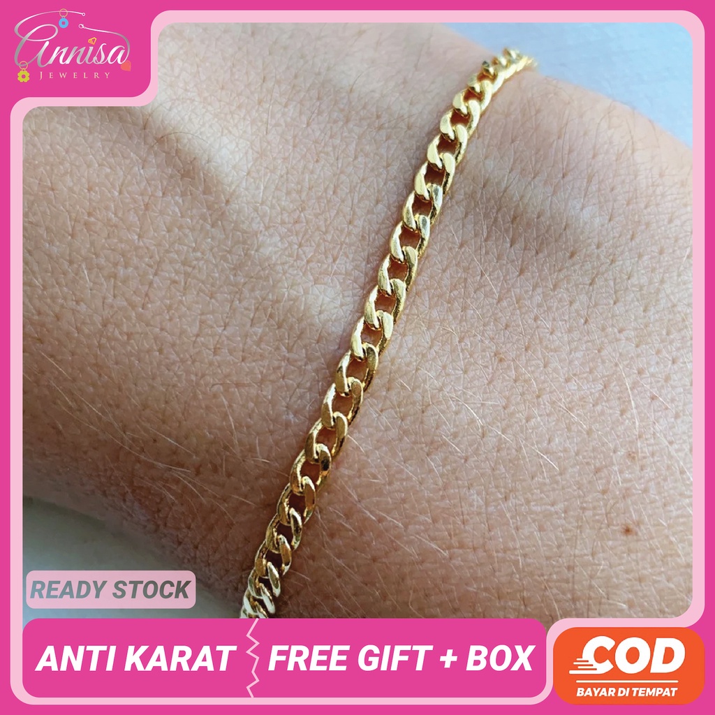 Gelang Rantai Tebal Baru Gold/ Silver Ready