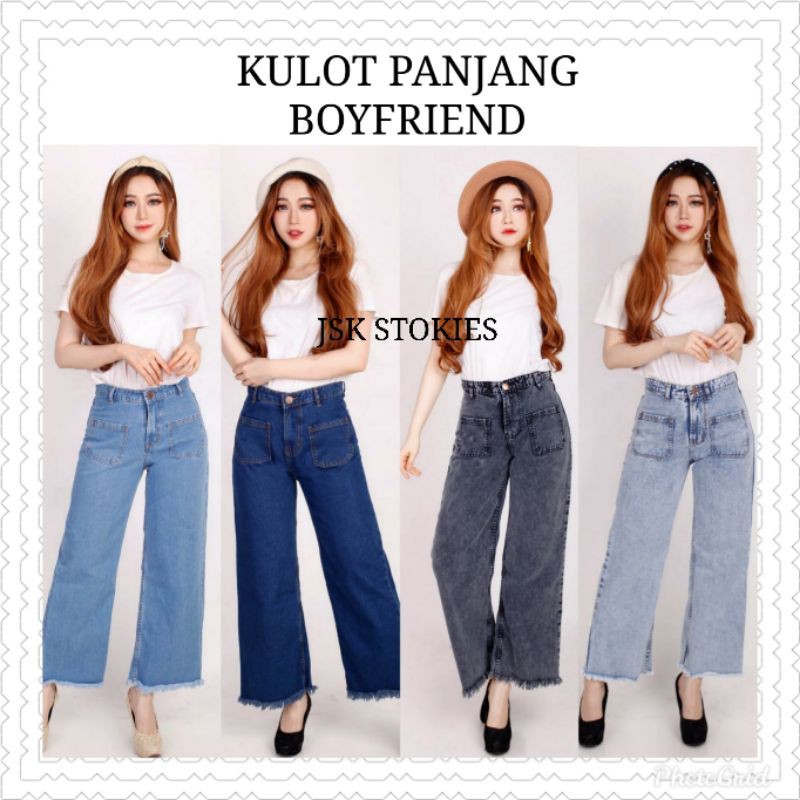 Celana Panjang Kulot Jeans Rumbai Wanita Kekinian