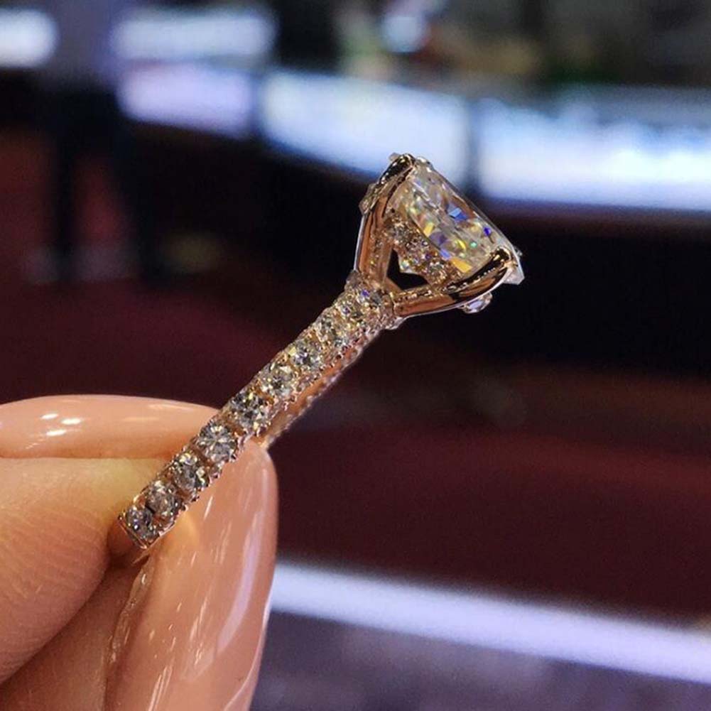 Hu Hu Hu Hu Hu Alat Bantu Pasang Kacamata♡ Cincin Wanita Hias Berlian Imitasi Bulat Glitter Untuk Pernikahanhadiah