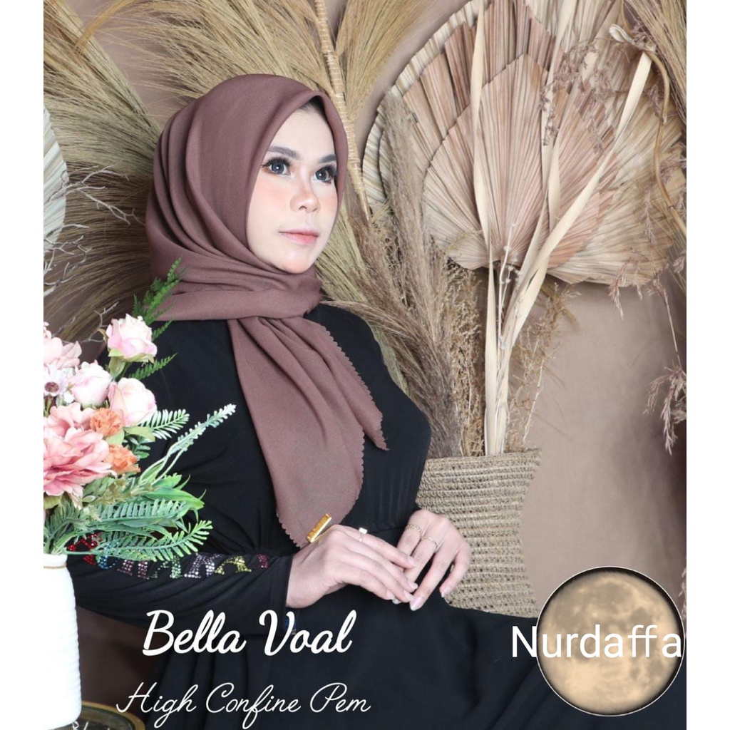 (296 Nurdaffa) Jilbab Segi Empat Bella Voal Original ✦ Hijab S4 Polos Laser Cut