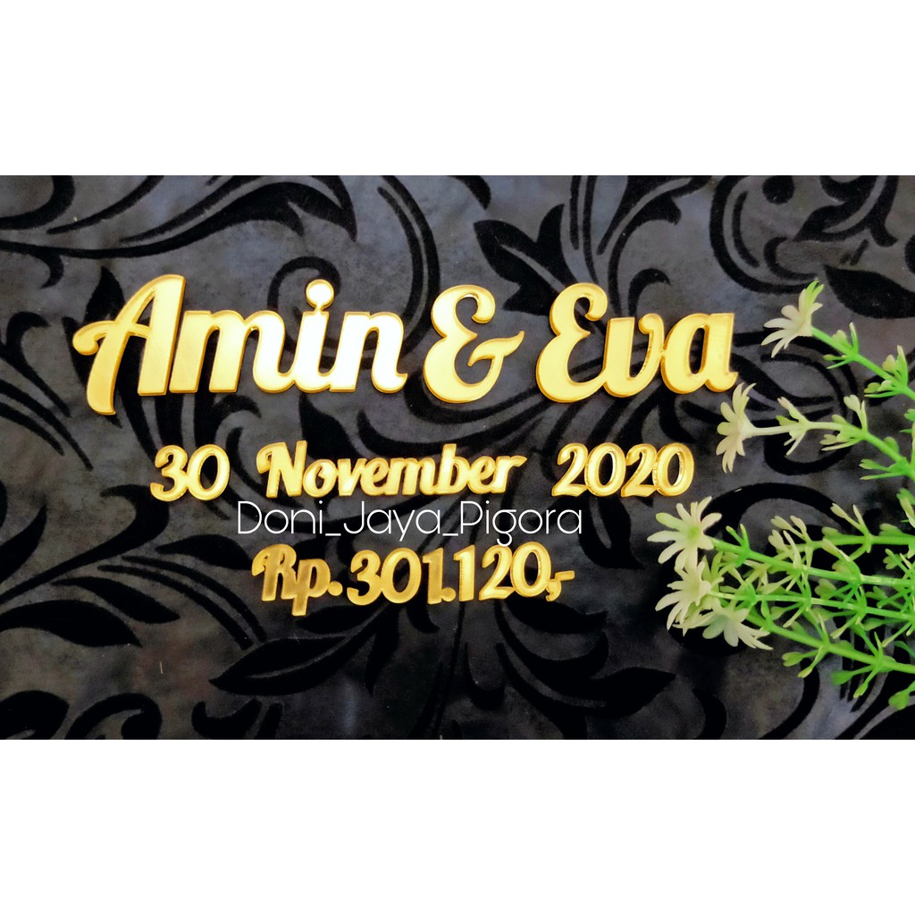 1 HARI JADI ‼️ Custom Nama Akrilik / Nama Mahar Akrilik / nama mahar pernikahan / Cutting Nama