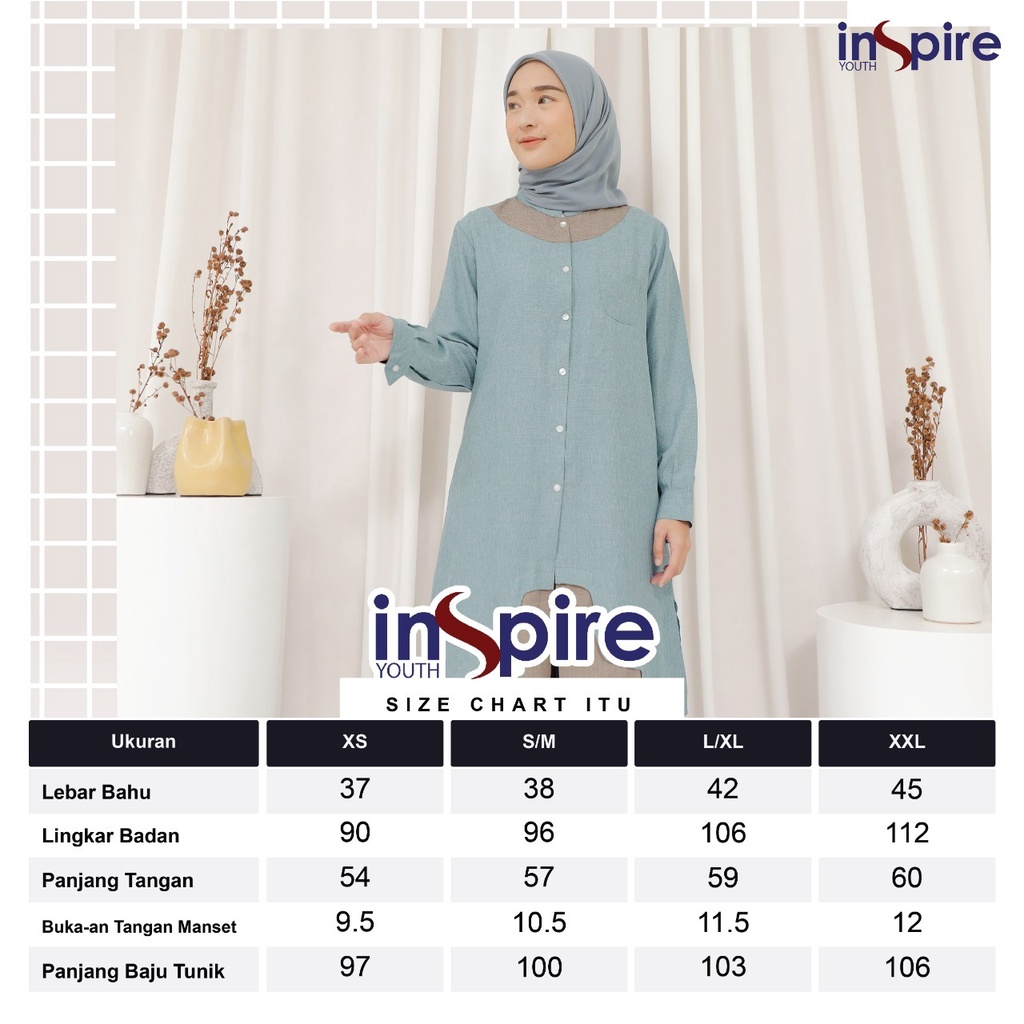 Inspire ITU 69 Tunik wanita Bahan Persiva Atasan muslimah terbaru baju remaja masakini