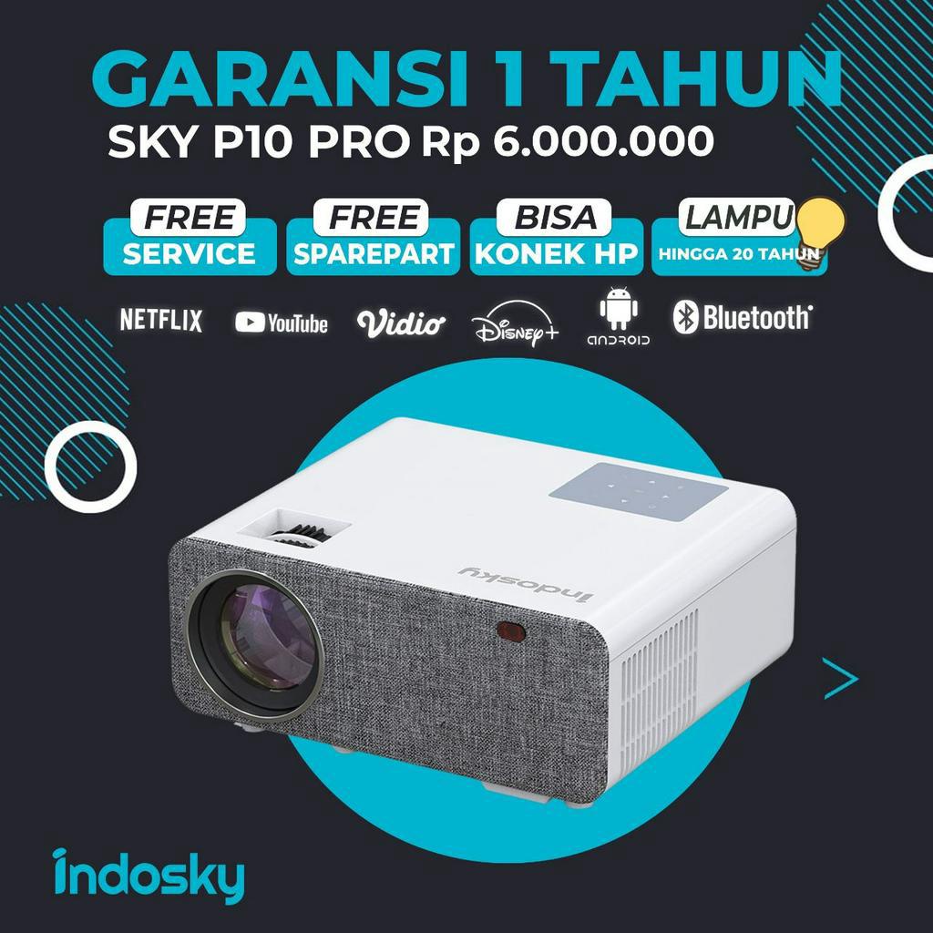 [GARANSI 1 TAHUN] Proyektor SKY P10 PRO Original Full HD | INDOSKY P10 Pro | Proyektor 100%  Original | Proyektor HD | Proyektor Portable | Proyektor Garansi  1 Tahun | Pusat Proyektor Indonesia