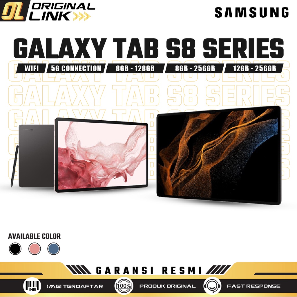 samsung galaxy tablet tab s8 s8  s8 plus ultra ram 8 12 rom 128 256 128gb 256gb tablet original gara