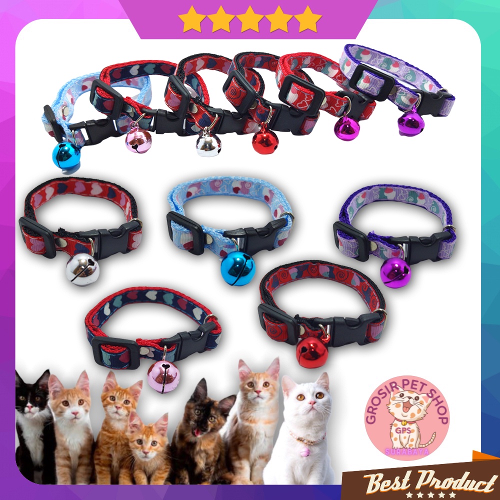 Kalung kucing anjing kelinci premium motif love liontin 14 mm ecer grosir aksesoris hewan peliharaan