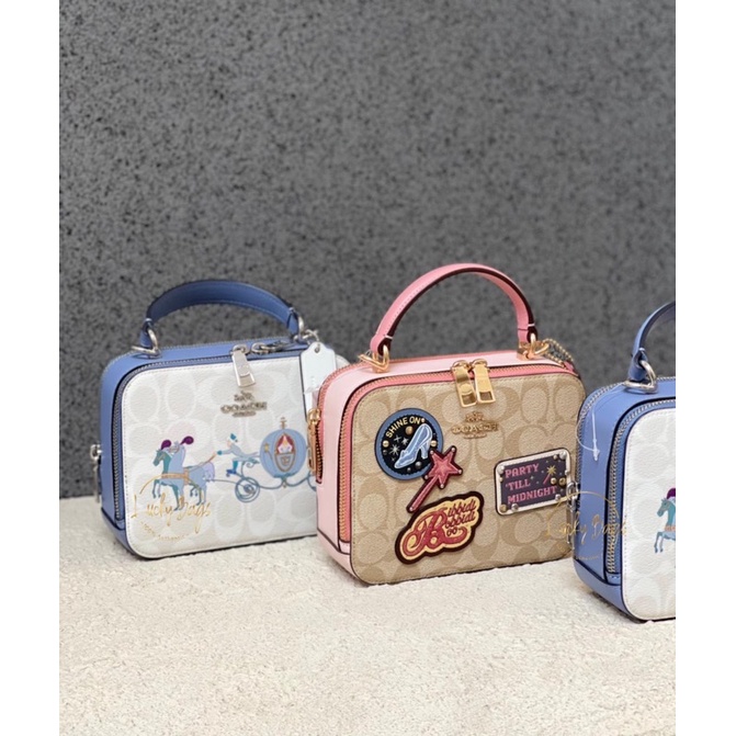 Tas wanita coach original / coach disney box sign cinderella and patches