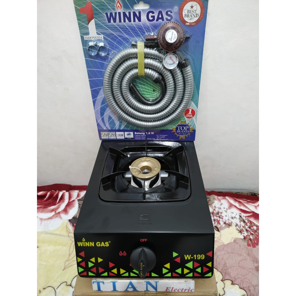 WINN GAS W-199 Kompor Gas 1 Tungku + Regulator Paket Winn Gas