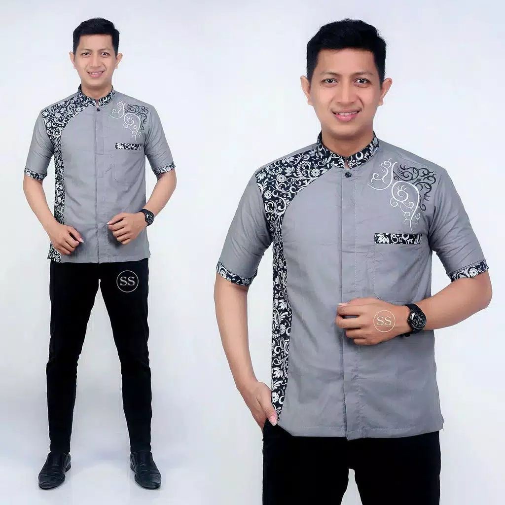 Baju Koko Muslim Taqwa Batik Pria Murah TRIBAL SILVER
