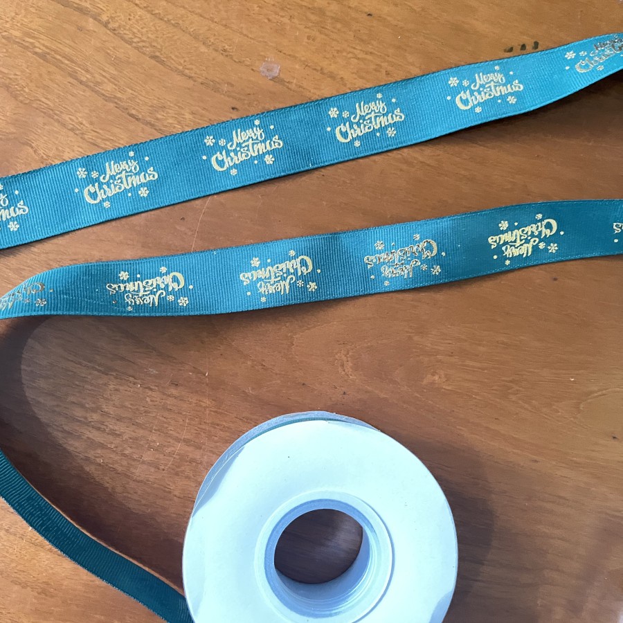 

Pita Natal 2.5 cm Ribbon hijau Green per meter Merry christmas