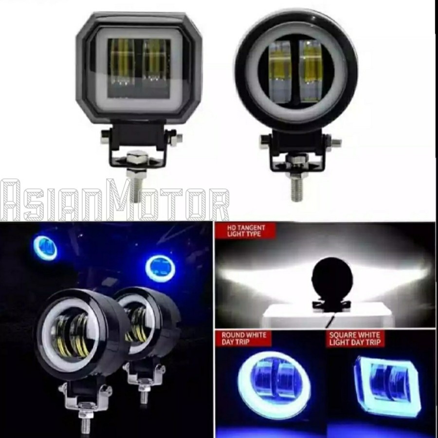 Lampu Tembak Lampu Sorot Daymaker Mini 4D Bulat Kotak 2 Lensa Firing Light Foglamp Fog Lamp Hi Low Daymaker Universal