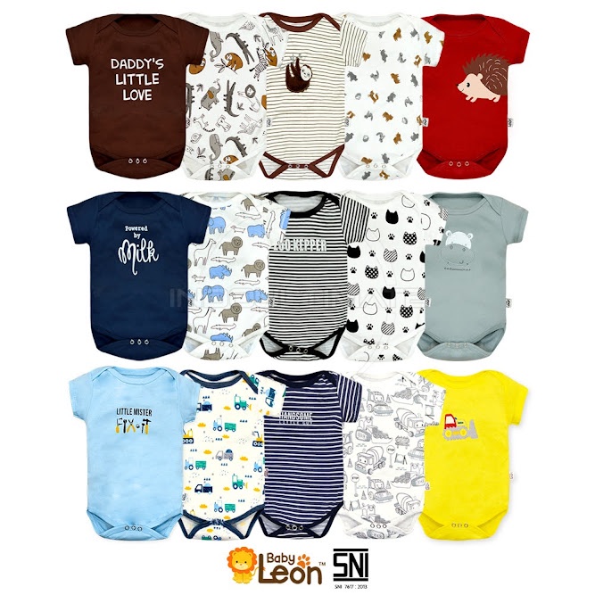5in1 Jumper Bayi BC-01-8 BABY LEON Baju kaos bayi Jumpsuit newborn anak bayi laki laki perempuan SNI-5