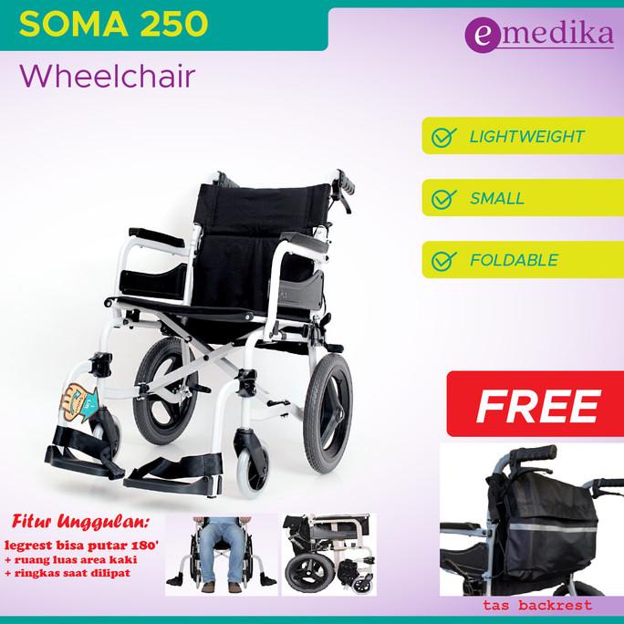 Kursi Roda Traveling Soma Aluminium 250 14" ( Wheelchair Roda Kecil )